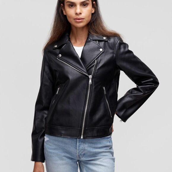 GAP Jackets & Blazers - GAP Black Faux Leather Moto Jacket